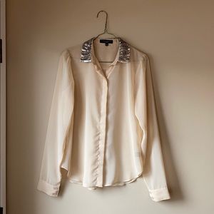 💫SOLD💫Sanctuary Cream Button With Sequin Collar